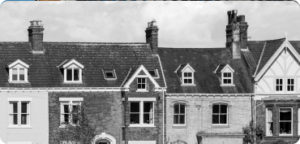 Houses in a row black and white